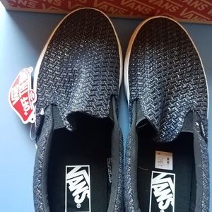 Slip On Vans black/silver size 10  Brand New